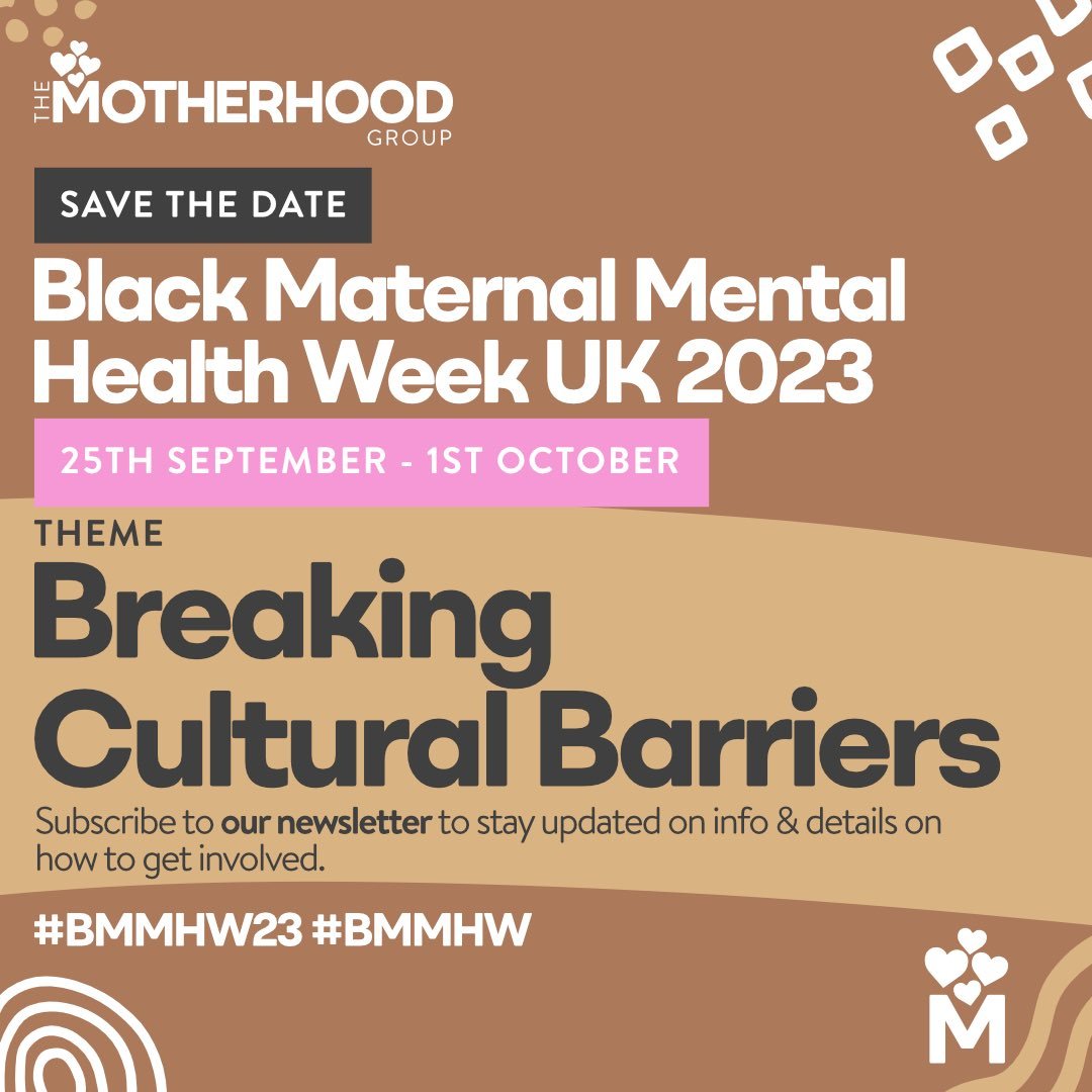 It is Black Maternal Mental Health Week hosted by @PMHPUK members, @themotherhoodgroup #blackmaternalmentalhealthweek