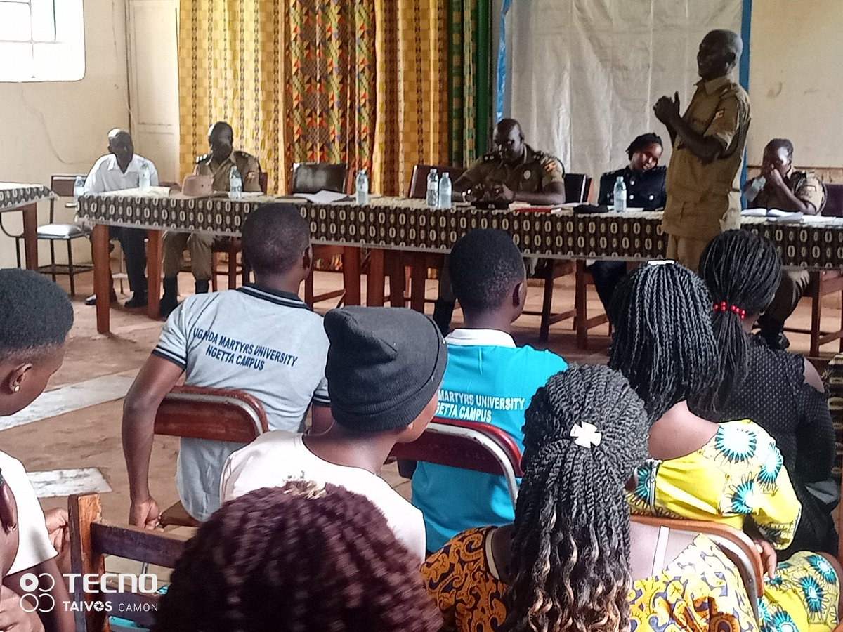 Engaged in a community policing at Uganda Marty's University Ngetta Campus, where I spearheaded a session with a team of police officers. We had insightful discussions with students, covering essential topics such as Security Management, Sexual Harassment, and Relationships.