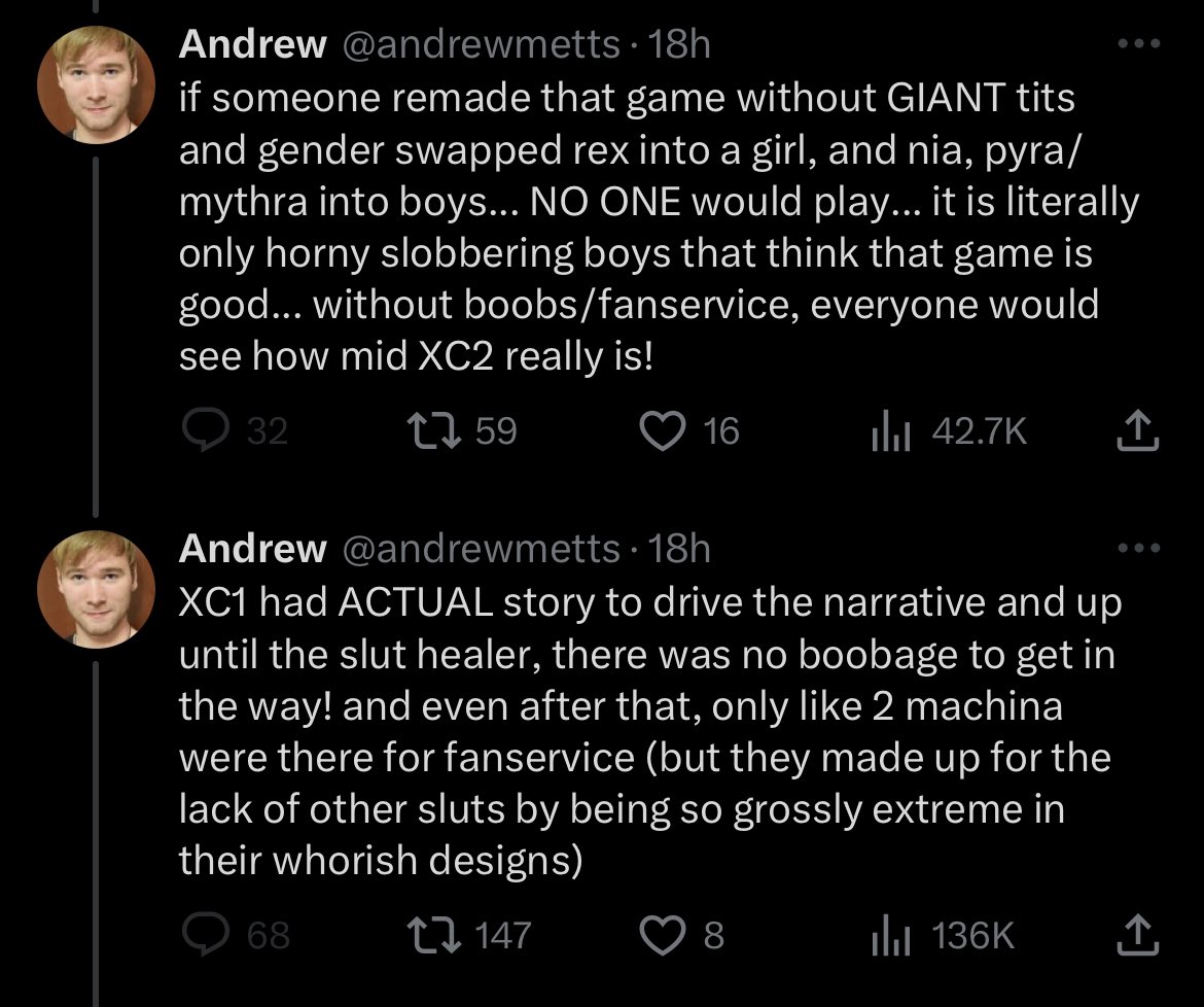 Given that I've never seen a healthy discussion about xeno 2 on the xenotwt, there's always someone who manages to create a more toxic argument than the previous one and constantly raise the bar.

Btw I'm not surprised in the slightest that he turned out to be a sex offender
