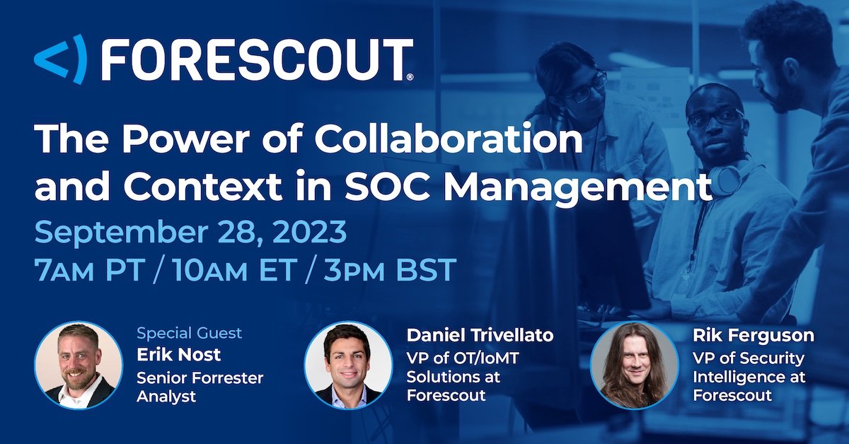 Get ready for an exceptional webinar featuring special guest, Erik Nost, Senior Forrester Analyst, alongside Forescout's very own experts, Daniel Trivellato, VP of OT/IoMT Solutions, &amp; Rik Ferguson, VP of Security Intelligence. bit.ly/46cBuRL bit.ly/454ltfU