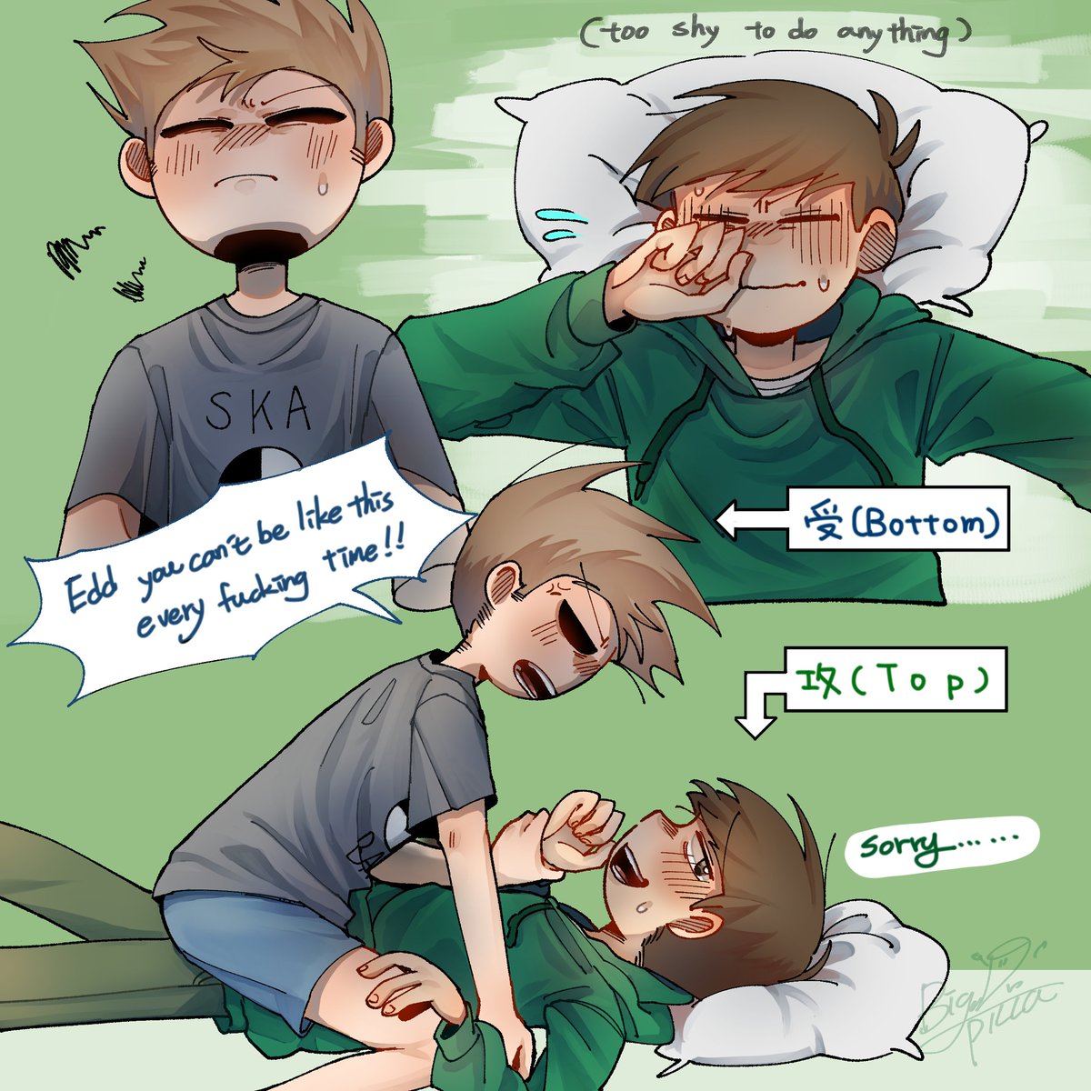 💚💙
Although Tom's a Bottom, he's always the one who takes the initiative first😔