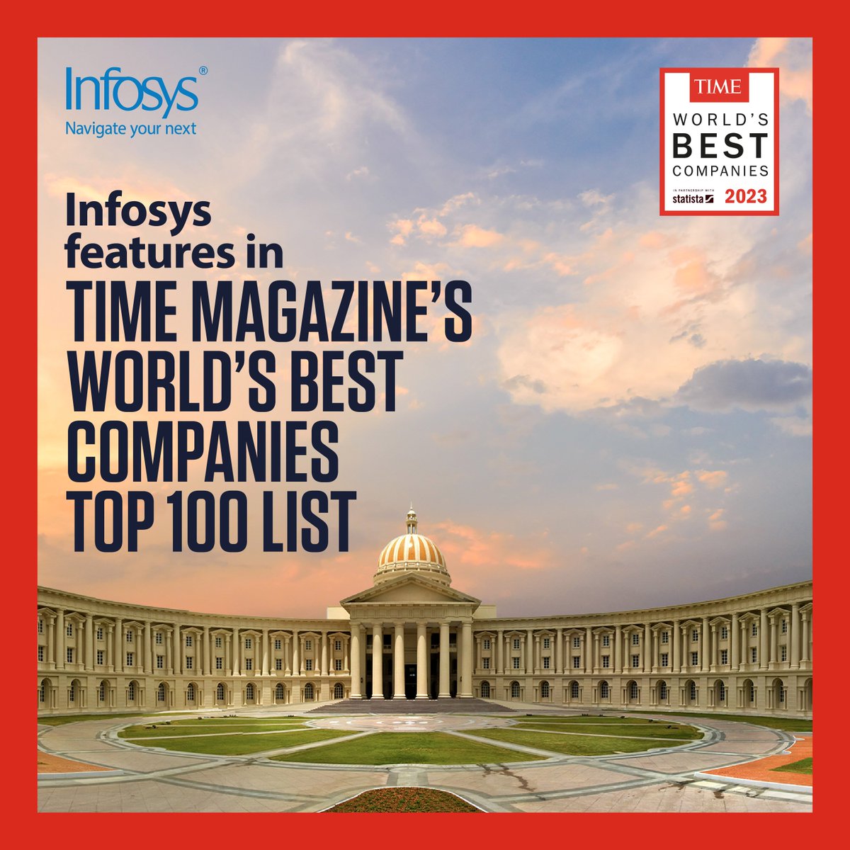 djeenay's tweet photo. At #64 #Infosys is among the top 3 global professional services firm and the only brand from India to be featured in TIME  “World’s Best Companies 2023” https://t.co/pRCj4OHeUw

Proud to be an #Infoscion ! #NavigateyourNext #ForwardWithInfosys https://t.co/k2nyzmwk9f