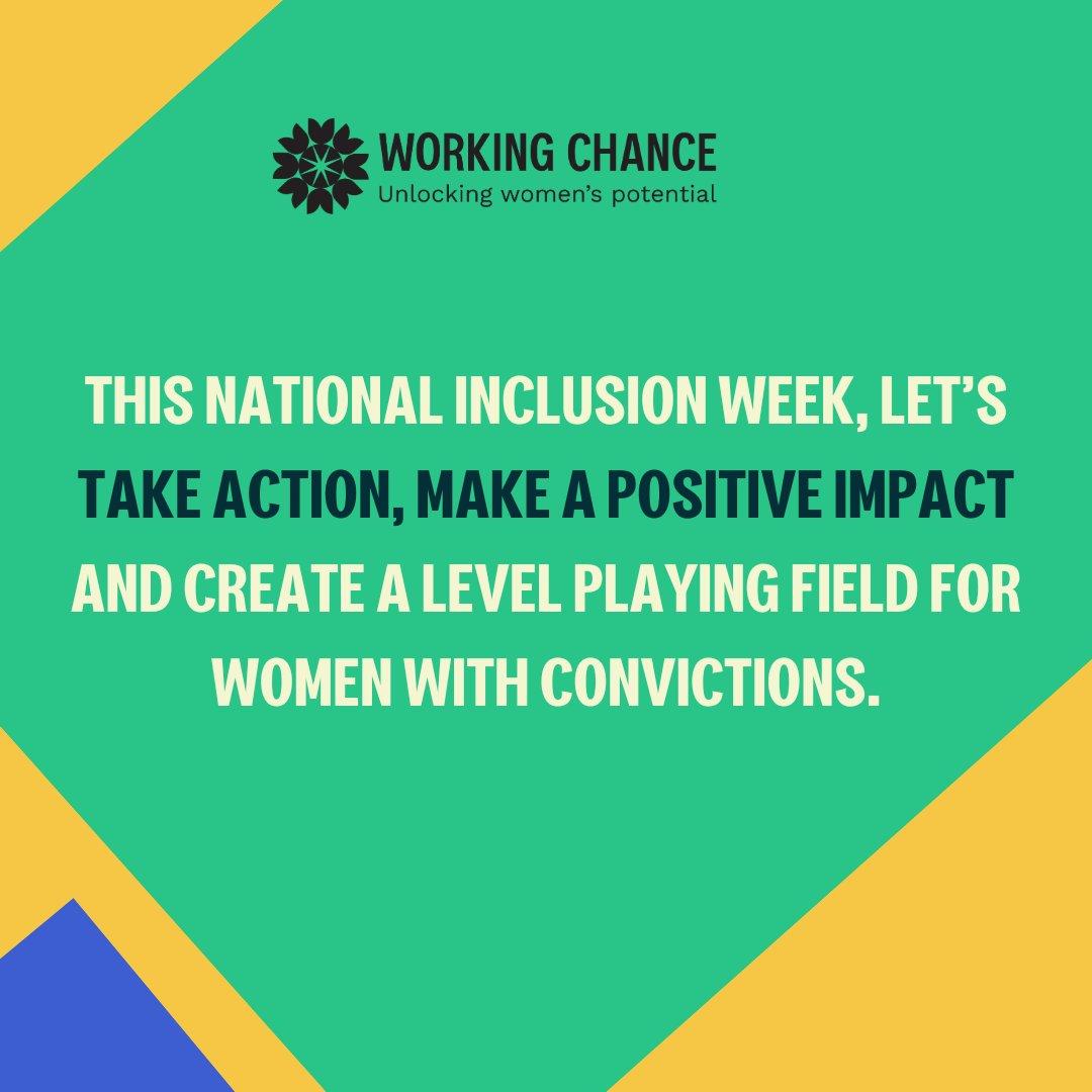 WorkingChance's tweet photo. This #NationalInclusionWeek, let’s #TakeActionMakeImpact &amp; change the stigma around hiring #women with #convictions. 🙋‍♀️

If you're unsure how to go about things ‘#HiringWithConviction’ is a guide to get you started!👇

https://t.co/beaflzGO4G https://t.co/8KWDnElPHH