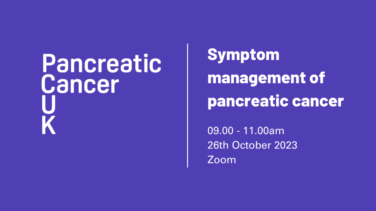 If you’re a #healthprofessional, sign up to our free online #PCUKStudyDay on 26th October to explore some common physical symptoms of pancreatic cancer and ways to support your patients in managing these. Book now: bit.ly/3PSg4E0