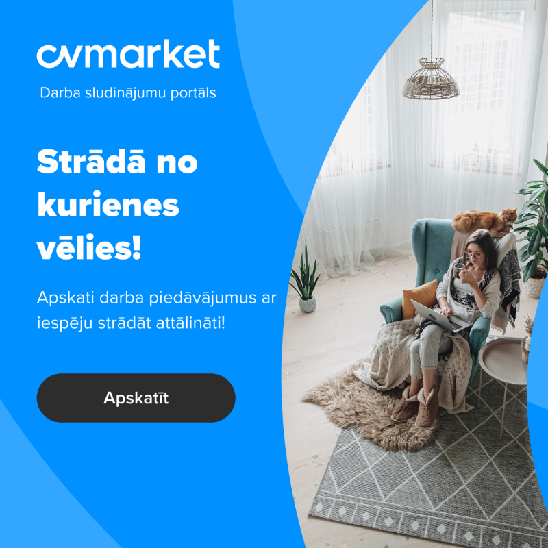 cv_market's tweet photo. Meklē iespēju strādāt pilnībā vai daļēji attālināti? 
Ieskaties darba sludinājumu portālā https://t.co/tSiX3KEYlx un piesakies vakancēm, kas atbilst Tavām vēlmēm. 🤩🏠