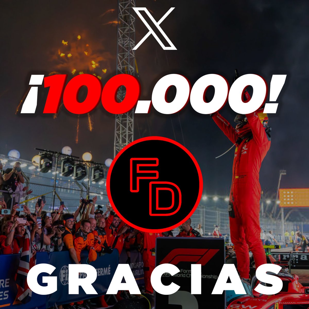 🎉 ¡¡¡YA SOMOS 1⃣0⃣0⃣.0⃣0⃣0⃣!!! 🎉 Quién nos iba a decir a nosotros, dos simples aficionados que iniciamos hace 5 años un humilde proyecto de narraciones de F1 en YouTube, y que teníamos Twitter como una red social secundaria, que hoy íbamos a lograr semejante logro por aquí.