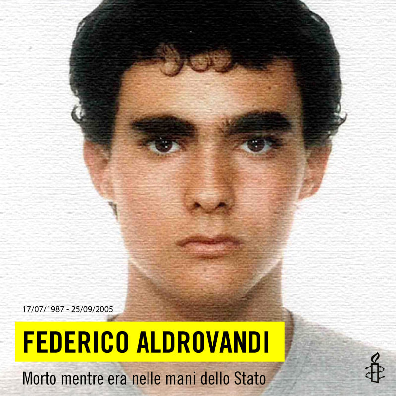 amnestyitalia's tweet photo. #FedericoAldrovandi è morto mentre era nelle mani dello Stato. Era il #25settembre del 2005. Noi non dimentichiamo e continuiamo a lottare contro l'impunità e per la trasparenza. https://t.co/7hTYXStDm7