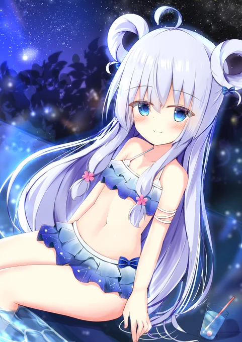 ステラちゃんと夜のプール #花騎士 #フラワーナイトガールイラスト 