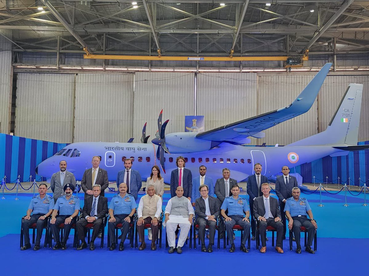 We have celebrated the induction ceremony of the 1st of 56 #C295 for the Indian Air Force at Hindon Air Force Station.
 The C295 programme is the first major 'Make in India' programme and it is the first contract for @AirbusDefence in India in many decades.
 #TeamAirbus @IAF_MCC