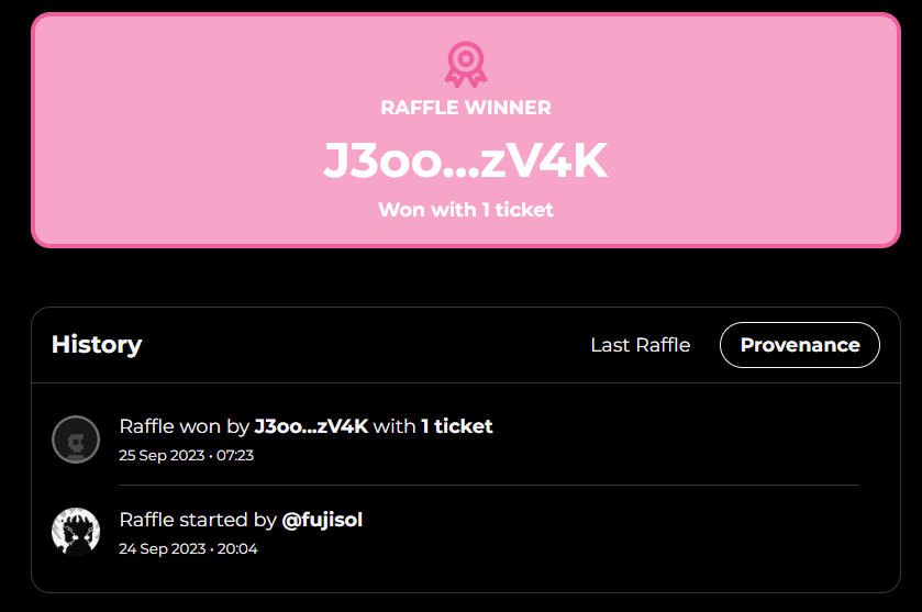 FujiiSol's tweet photo. Woaa the first 1/1 Otakuz raffle has been won by anon with one ticket 🤯

Congratz to anon &amp; much much much love to everyone who participated. 💜 https://t.co/9sYHflenab
