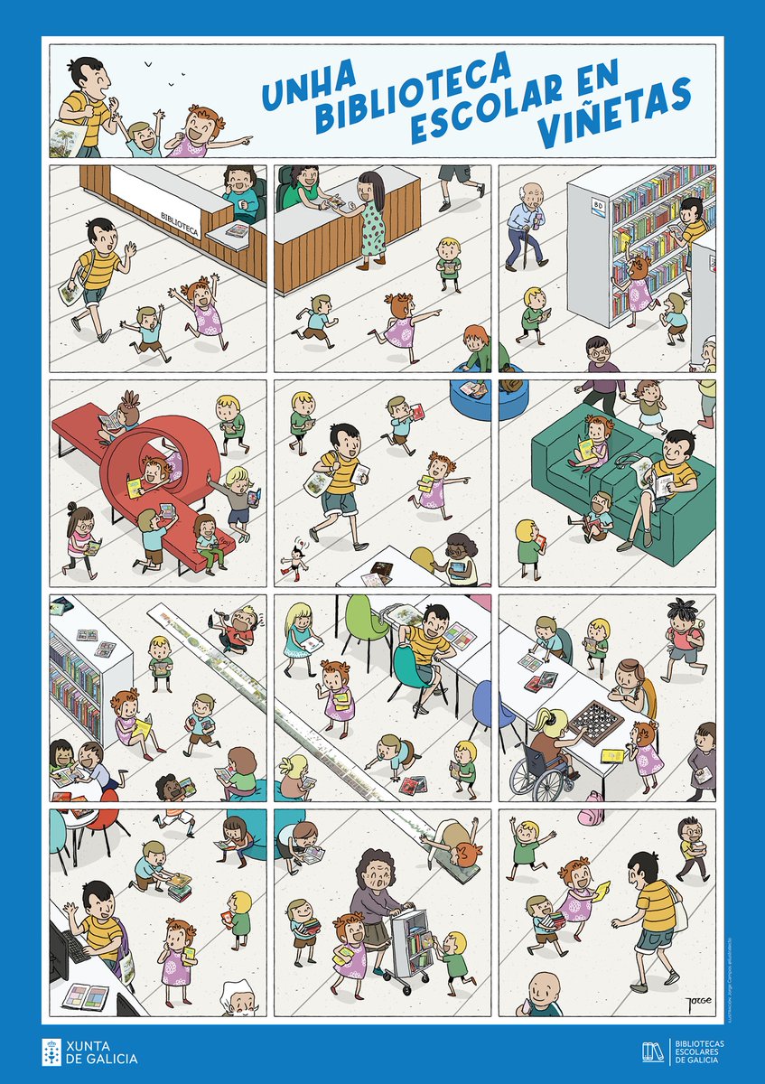 UNHA BIBLIOTECA ESCOLAR EN VIÑETAS.
Lema das bibliotecas escolares de Galicia para o curso 2023/2024.
edu.xunta.gal/biblioteca/blo…
<a href="/ilustratecto/">Ilustratecto</a> #UnhaBEenViñetas #bescolaresgal #bescolaresgalabertas