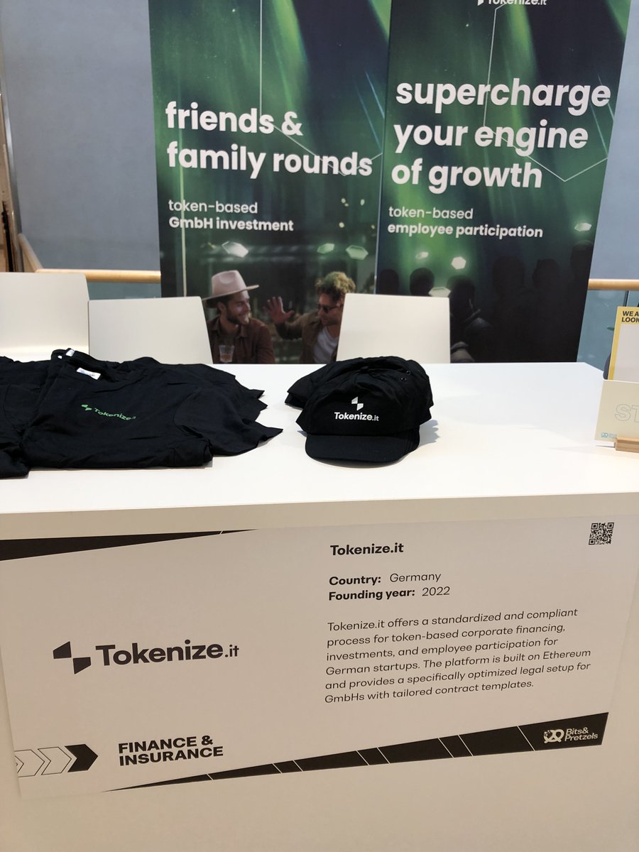 The Tokenize.it booth at #Bits23 is well prepared. Come & join us at ST95 on the 1st floor to learn all about token-based corporate financing and employee participation. We look forward to getting to know you.😊