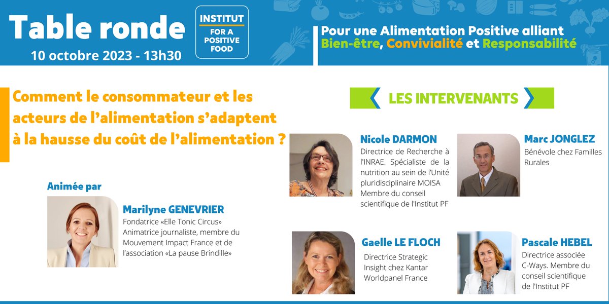 📣 𝐀̀ v𝐨𝐬 𝐚𝐠𝐞𝐧𝐝𝐚𝐬 ! 𝐓𝐀𝐁𝐋𝐄 𝐑𝐎𝐍𝐃𝐄
🗓️ RDV mardi 10 octobre de 13h30 à 15h pour un débat sur le sujet 
 « Comment le consommateur et les acteurs de l'alimentation s'adaptent à la hausse du coût de l'alimentation ? »
👉 Pour vous inscrire : urlz.fr/nJK5