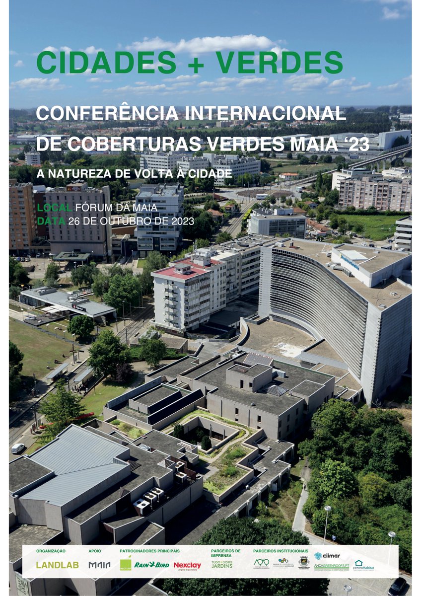 Discover the Future of Green Roofs in Maia, Portugal! 🌿📅 Date: October 26, 2023
📍 Location: Fórum da Maia, Portugal
Supported by <a href="/ANCV_GreenRoofs/">GREENROOFS® Innovated by ANCV</a> . 
Ready to be a part of it? Register here: docs.google.com/forms/d/e/1FAI…