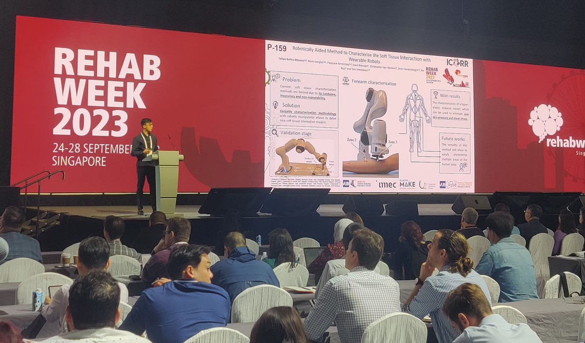 BallenFelipebm8's tweet photo. Happy to show my work in #RehabWeek during the Poster Fast Forward. One minute to catch the attention of the scientific and health care community about the importance of soft tissue characterisation in wearable robots. #ICORR @brubotics https://t.co/o4Aa5SRmTH