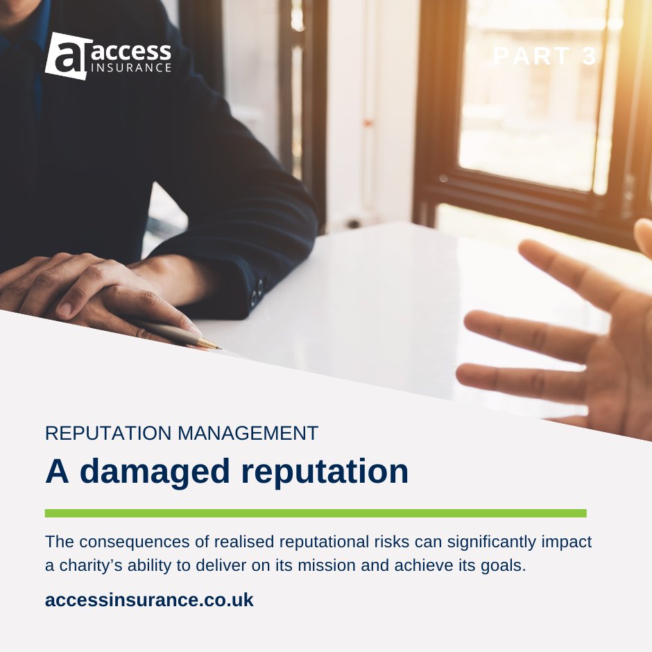 accessinsurance's tweet image. If reputational risks are made a reality, there can be serious consequences. Trust can be eroded and reputation damaged, but knock-on effects can further threaten an organisation’s reputation.

The full guide can be read here: accessinsurance.co.uk/news/managing-…

#reputation