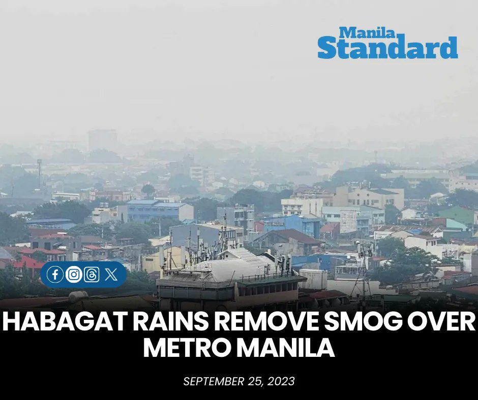 mnlstandardph's tweet photo. The #smog that enveloped #MetroManila on Friday has disappeared, the #weatherbureau reported on Saturday. 

READ MORE:
https://t.co/unQ9ckiczx https://t.co/zSravjVVv5