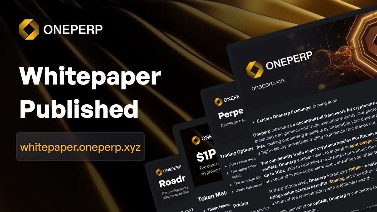 ONEPERP's tweet photo. ๐ The official #ONEPERP Whitepaper is now available, providing detailed information and guidelines for the Oneperp Platform.
๐ Read here: https://t.co/g3PvUHSHpe
๐ The Testnet is coming. Exciting rewards await those who join. Stay updated, follow - @ONEPERP
#opBNBChain $BNB https://t.co/ywCtyNe6mz
