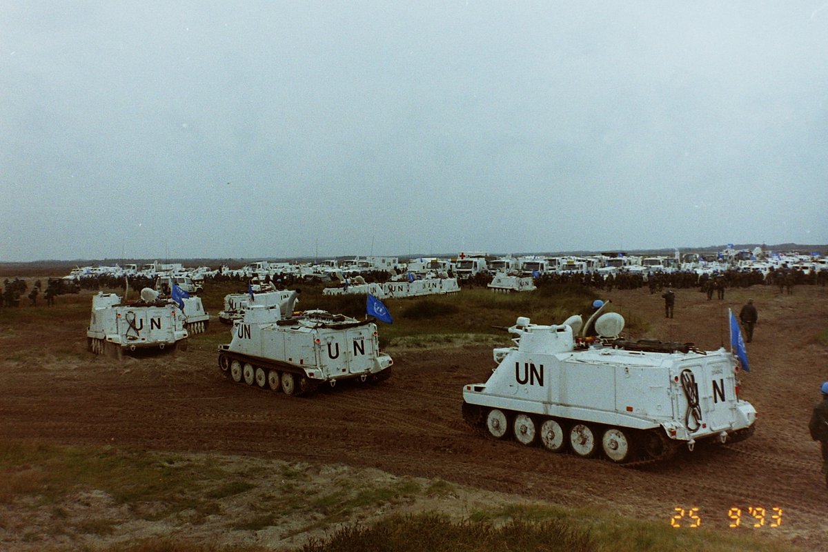 Morgonsur's tweet image. September 25th, 1993. 

Exactly 30 years ago today.

The entire mighty nordic battalion gathers at one spot - for the first, and only, time.

Oksbøllejren, Denmark.

Pictures are taken - and from now on - whatever we face together again as a battalion - it will be the real deal…