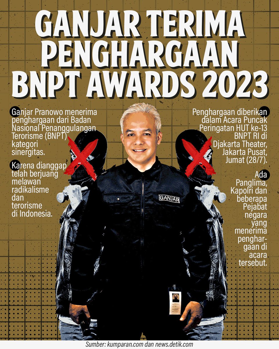 Total Perangi Terorisme, Ganjar Raih Penghargaan dari BNPT RI.

Ganjar adalah Ganjar, satu-satunya capres yg tegas dan berani pada kelompok radikal.

Jadi heran sama akun-akun yg selama ini jualan radikal dan intoleransi tapi malah memusuhi Ganjar dan menjilat capres yg selama