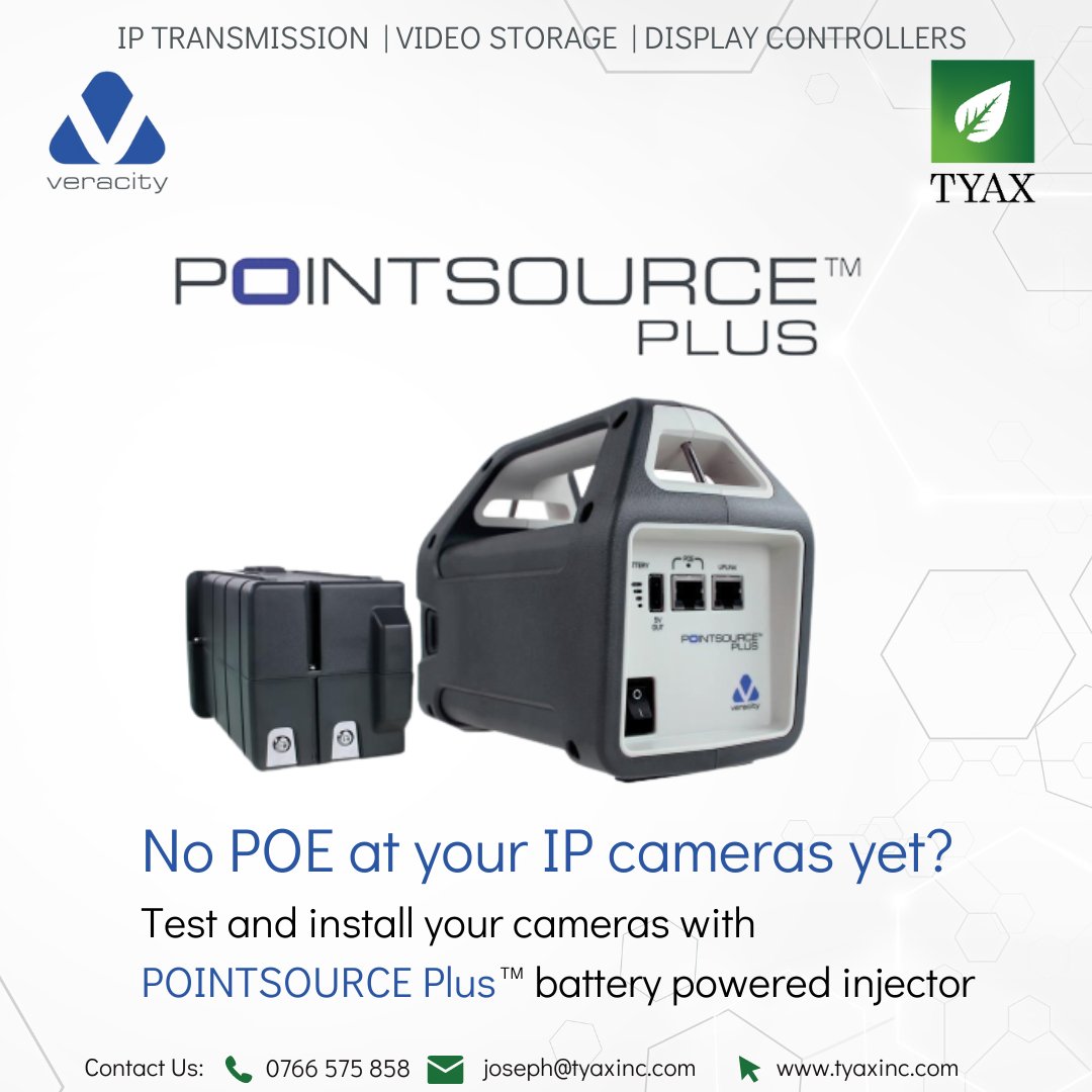 Tyax_Pvt_Ltd's tweet image. Power Up Your IP Camera Installations Anywhere with POINTSOURCE Plus by Veracity!

Now available from TYAX-Authorized Veracity distributor for Sri Lanka and Maldives. Contact Joseph for more details.

#TYAX #POEInjector #IPCameraInstallation #Veracity