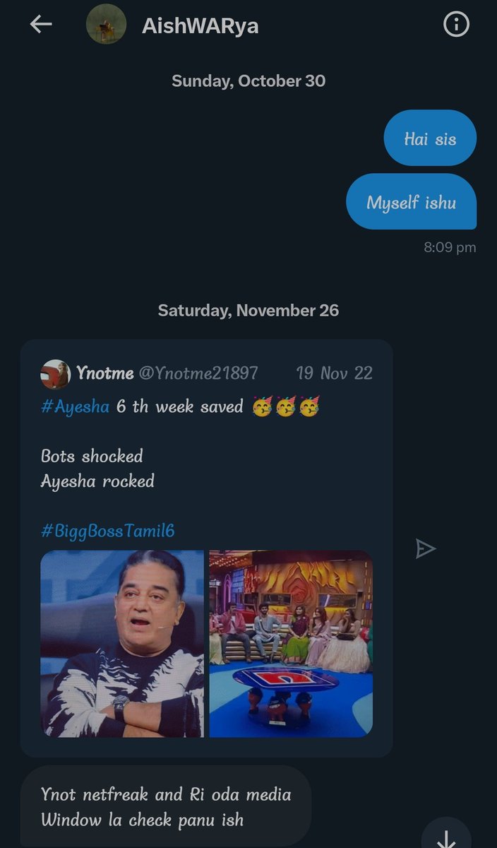 ishcus97's tweet photo. Grateful to OCT 30 😂❤
BB6 பார்த்ததுல நடந்த நல விஷயம் இவ நட்பு
The way she pacifies me and checking up on me is ❤❤
#TimeToFlex https://t.co/PZlZzKBDtR