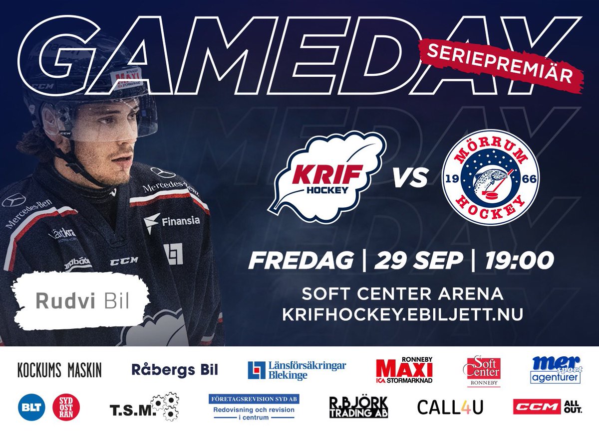 KRIFHockey's tweet photo. Blekingederby i premiäromgången i Hockeyettan! Välkomna till Soft Center Arena!

https://t.co/bptNEi8wIj

#baragoisare #KRIF #WA https://t.co/rDeqF3xk3S