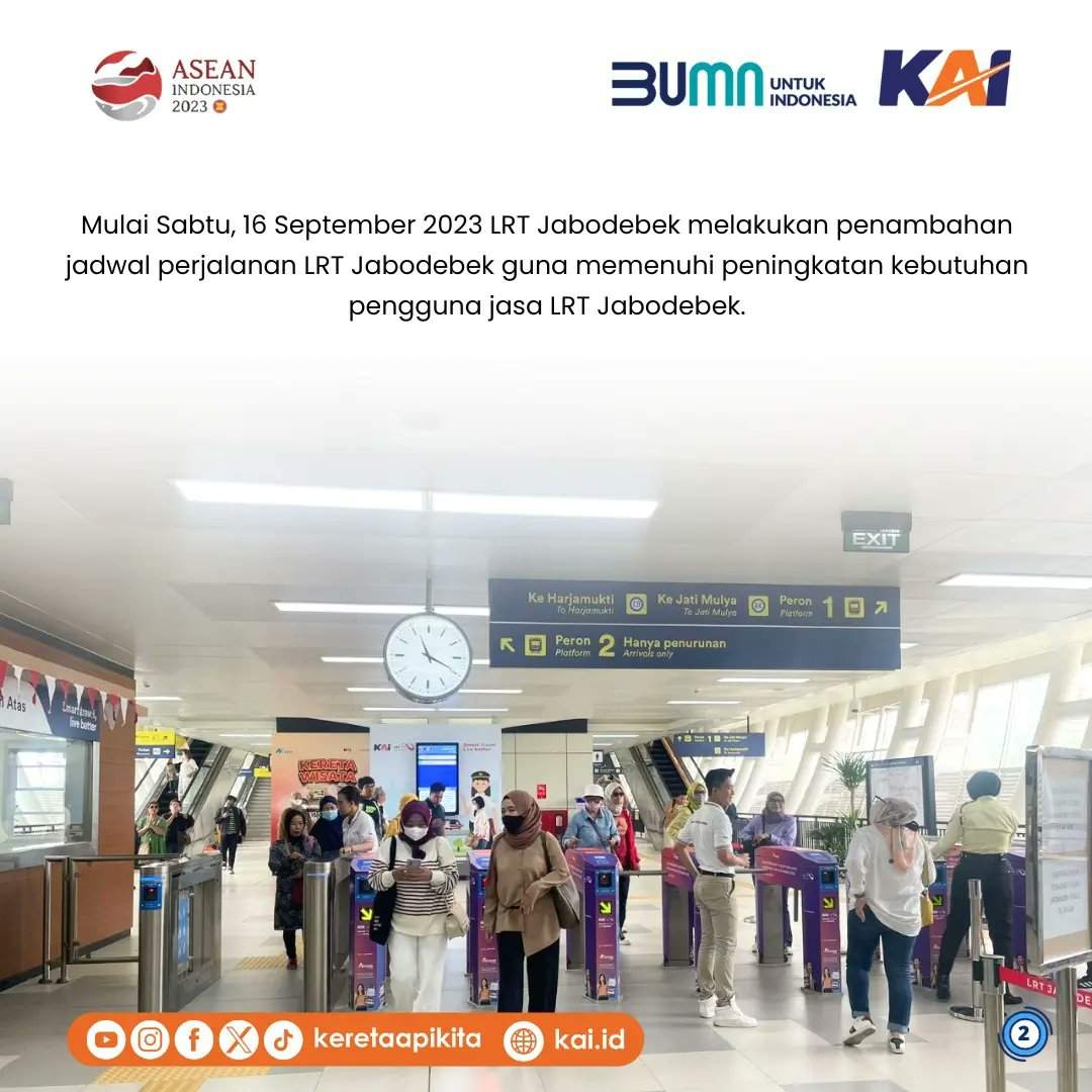 BumnRapiJypr's tweet photo. Mulai Sabtu, 16 September 2023 LRT Jabodebek melakukan penambahan jadwal perjalanan LRT Jabodebek guna memenuhi peningkatan kebutuhan pengguna jasa LRT Jabodebek.
#SmartTravelLiveBetter
#keretaapikita
#LRTTambahJumlahPerjalanan https://t.co/RurBoYFayE