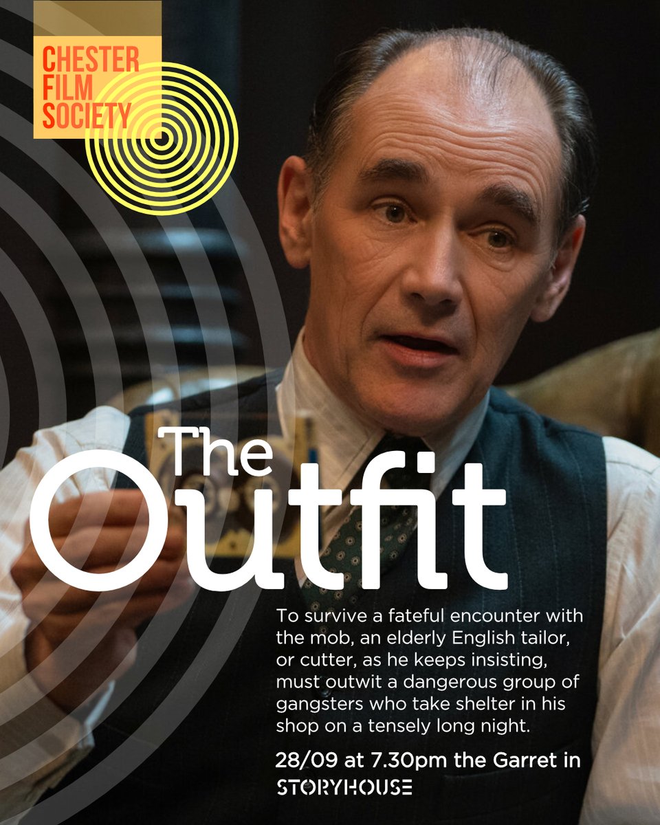 Our 2023/2024 season starts on Thursday! <a href="/StoryhouseLive/">Storyhouse</a>. 12 very different films on big themes. Thank you to all that have decided to join us, both existing members and new. We kick things off with The Outfit starring Mark Rylance.