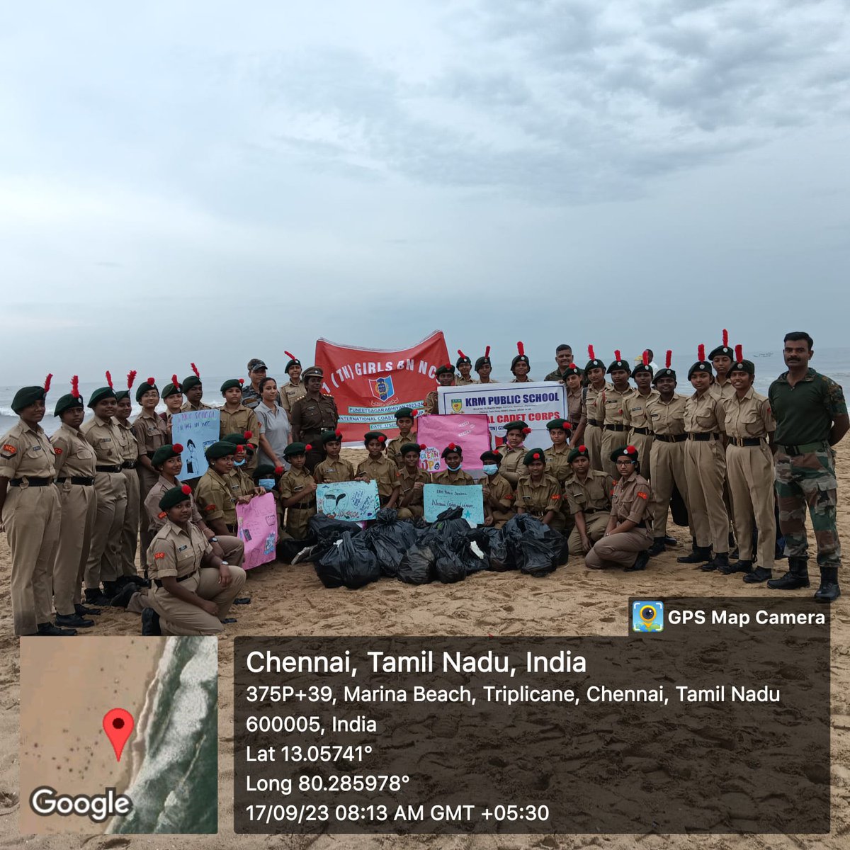 geetsen2000's tweet photo. "Cleanliness is next to godliness"
Girl cadets of 1 TN Girls Bn Ncc conducted "Puneet Sagar Abhiyan" in Marina beach, under the aegis of Lt col Indraneel gosh.  @HQ_DG_NCC @NCCDte_TNPAN @SpokespersonMoD @Def_PRO_Chennai https://t.co/FeZMtPUnOV