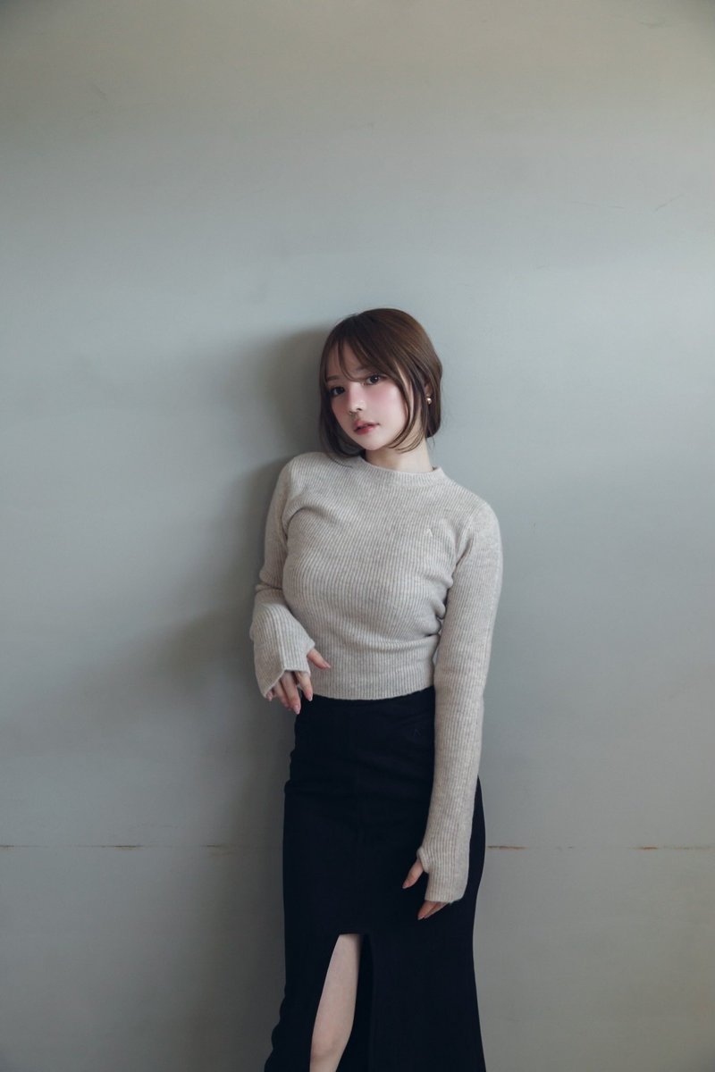 トップス andmary maisie knit hood tops Maisie knit hood tops color black/beige ¥14300-tax in 柔らかくも