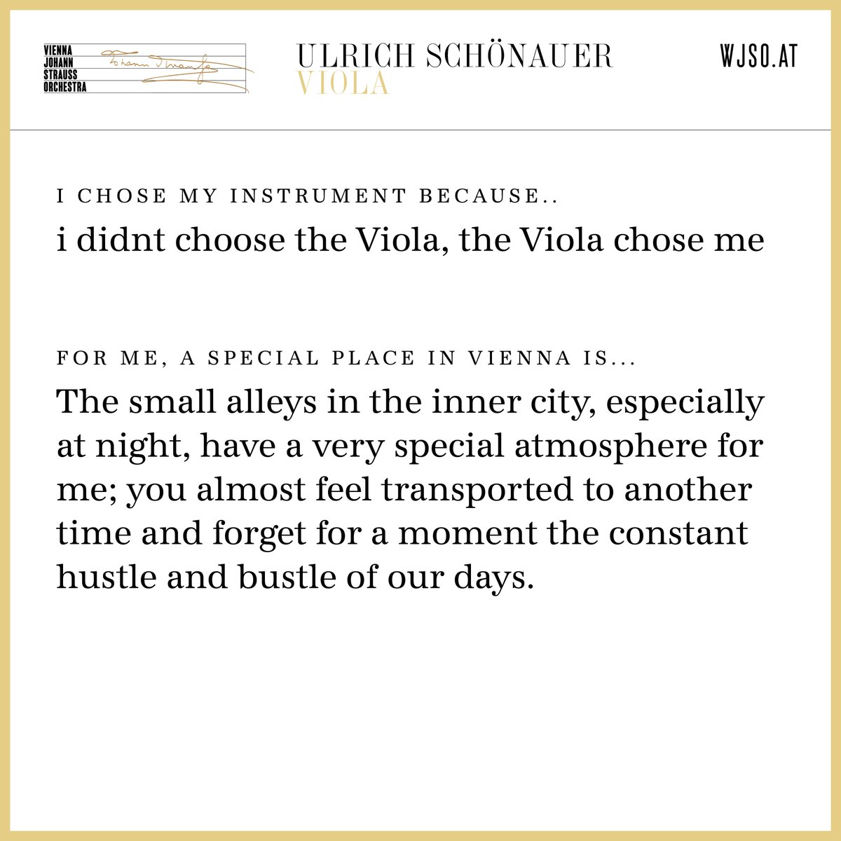 🧑‍🦱 The orchestra presents: Ulrich Schönauer | Viola
➡️ Orchestra History: ow.ly/rzqW50GrgYi 
🌐 Orchestra website: WJSO.at  #WJSO

#WJSO #TheOrchestraPresents #musican #music #musica  #musical #classicalmusic #クラシック音楽 #johannstrauss #tradition