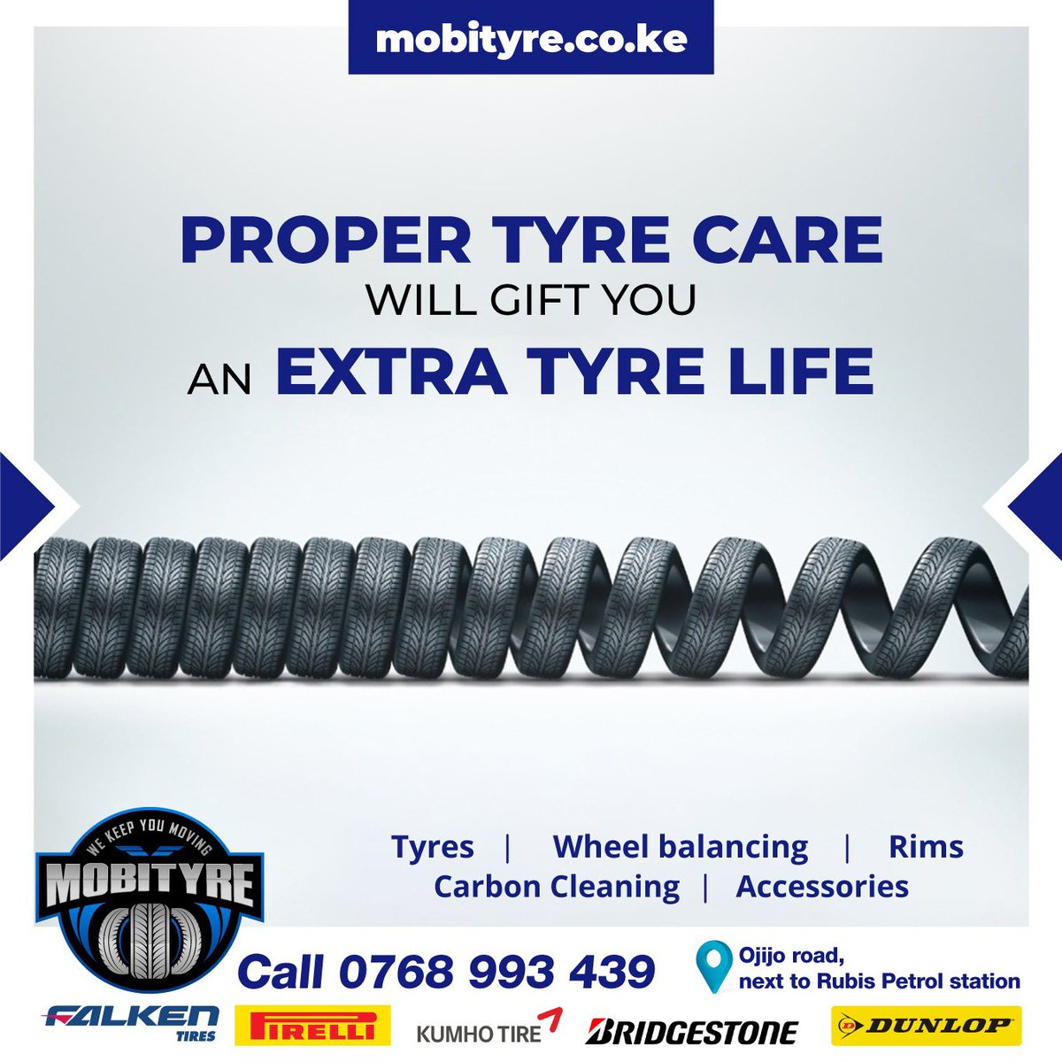 MobityreKE's tweet photo. Embrace the road with confidence – choose Mobityre for reliability, safety, and performance. 🚗💨  Get in touch with us today for all your tyre needs . #Mobityre #PerfectTire #RoadReady #NoLimits https://t.co/YIhVktWgBl