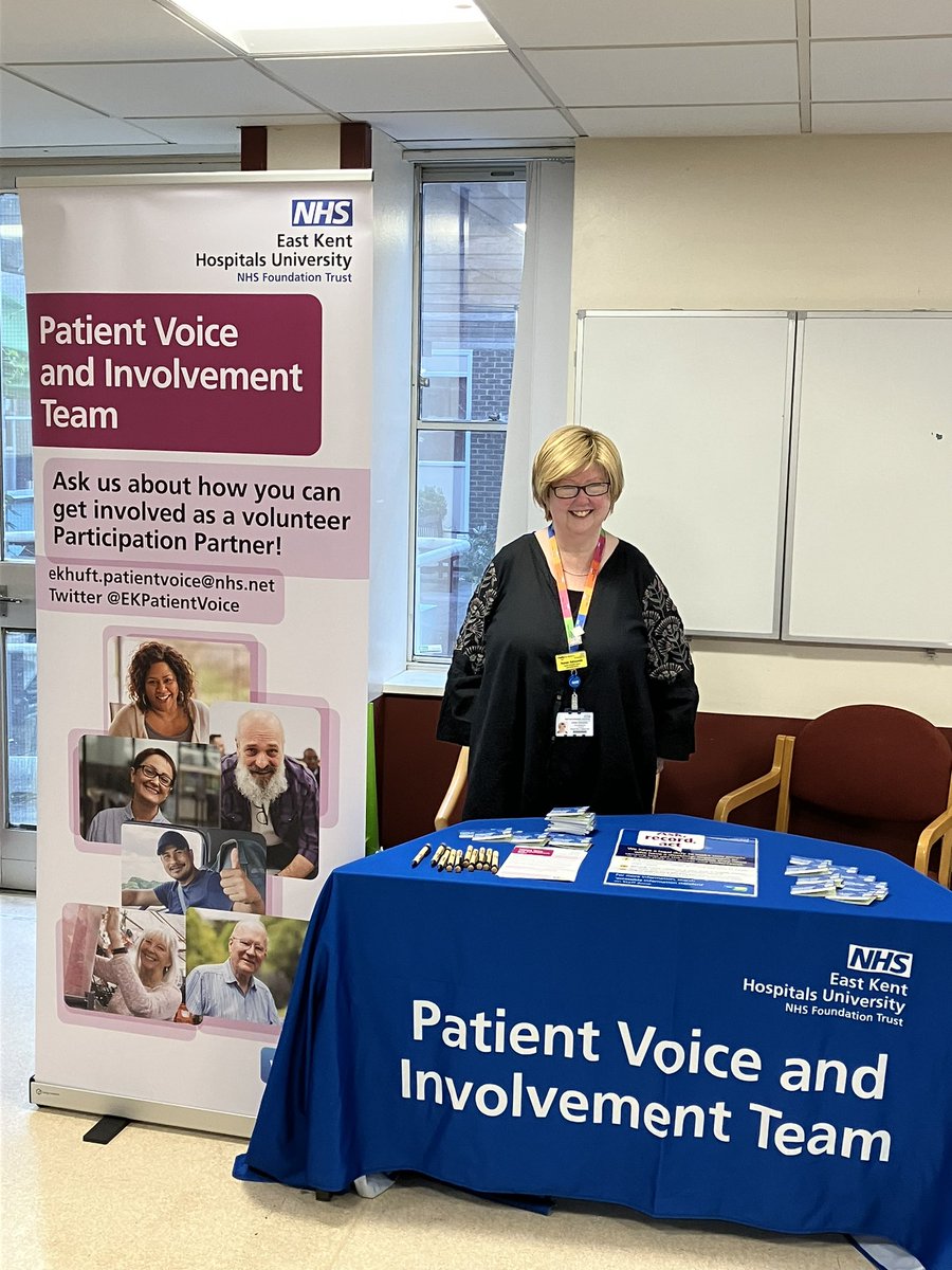 Come and say hi to the Patient Voice and Involvement Team @EKUFT We’re in the hub (outside the restaurant) at William Harvey this morning and tomorrow morning, 10-12. Also here are @EKHUFTWellbeing and the EDI team ❤️ #NationalInclusionWeek