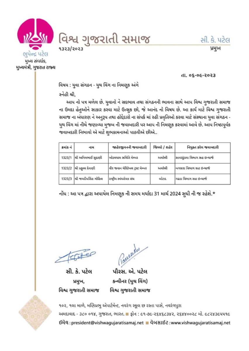 vgsywbotad's tweet photo. #જય_ગુજરાત #VGSYOUTHWING
વિશ્વ ગુજરાતી સમાજ યુથ વિંગ માં શ્રી જયદીપસિંહ ગોહિલ ગઢડા વિભાગ સહ ઇન્ચાર્જ ��રીકે નિમણૂક થવા બદલ ખૂબ ખૂબ અભિનંદન સહ શુભકામનાઓ... https://t.co/BU1YOmzCxI
