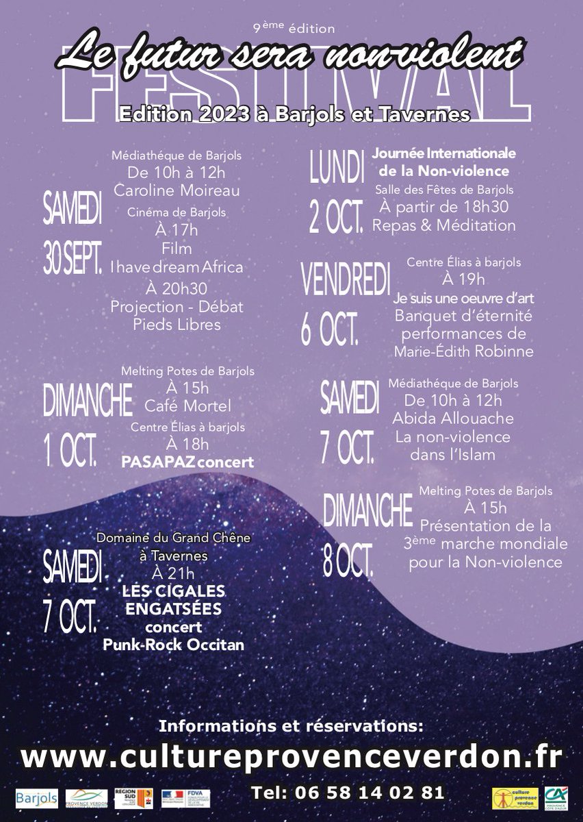 TV83info's tweet photo. #Var Barjols
Le festival le « Futur sera Non-violent »
https://t.co/252YDePely
@ProvenceVerdon @VolpiFrancois https://t.co/iz6owkqNAK