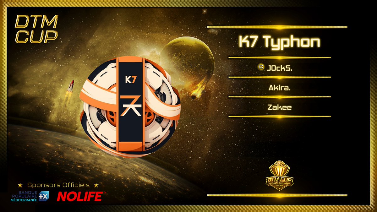 [𝟏𝟐/𝟑𝟐] - 𝐃𝐢𝐯𝐢𝐬𝐢𝐨𝐧 𝟏      

Bienvenue à l'équipe <a href="/esport_k7/">Structure k7</a> #Typhon
qui intègre la #DTMCup2. Bonne chance à vous.⚔️

🏆 discord.gg/stC8J2SY5J