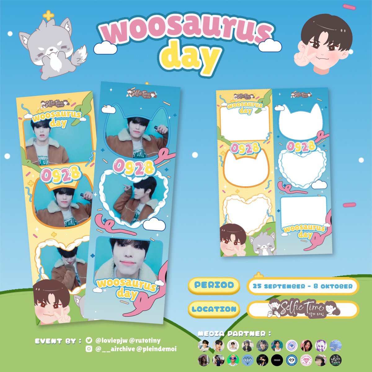 baechuroz's tweet photo. 🦖🫧 HAPPY JEONGWOO DAY 🦖🫧

a photobooth event by @loviepjw @rutotiny 

📍 All Selfietime’s Booth
🗓️ 25 September — 8 Oktober 2023 

don’t forget to kindly tag us and use the hashtag below 🙈

🦕 #WOOSAURUS 🦕

#PARKJEONGWOO #박정우 https://t.co/nLvH78Wnm2