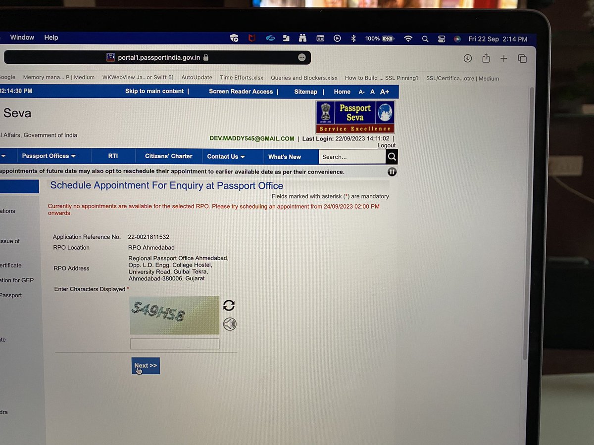 Ravi69725's tweet photo. @passportsevamea Hello, I have created the application on 12/01/2023 and it still under review. I have sent multiple mails, calls, tried to book appointments as well but no luck. Please check attached screenshots. Please help me to resolve my issues. https://t.co/cZwuZK5dn8