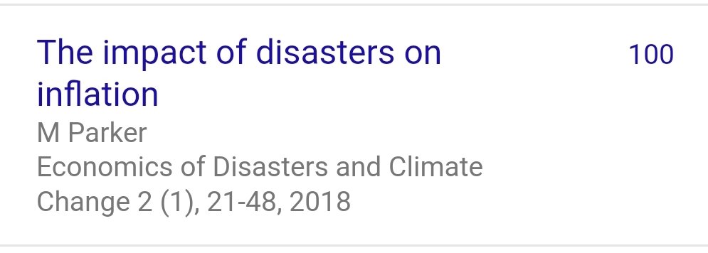Early 2010s, I was in <a href="/ReserveBankofNZ/">Reserve Bank of NZ</a> forecast team. New Zealand was hit by major disasters. I turned to the literature for inflation impacts and found nothing, so I started my own research. Ref 2 "couldn't see the relevance of the topic." This milestone feels like vindication.