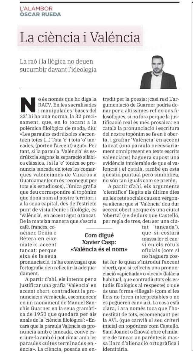 ✒️La raó i la llògica no deuen sucumbir davant l'ideologia.

📰 Las Provincias, 24/09/2023