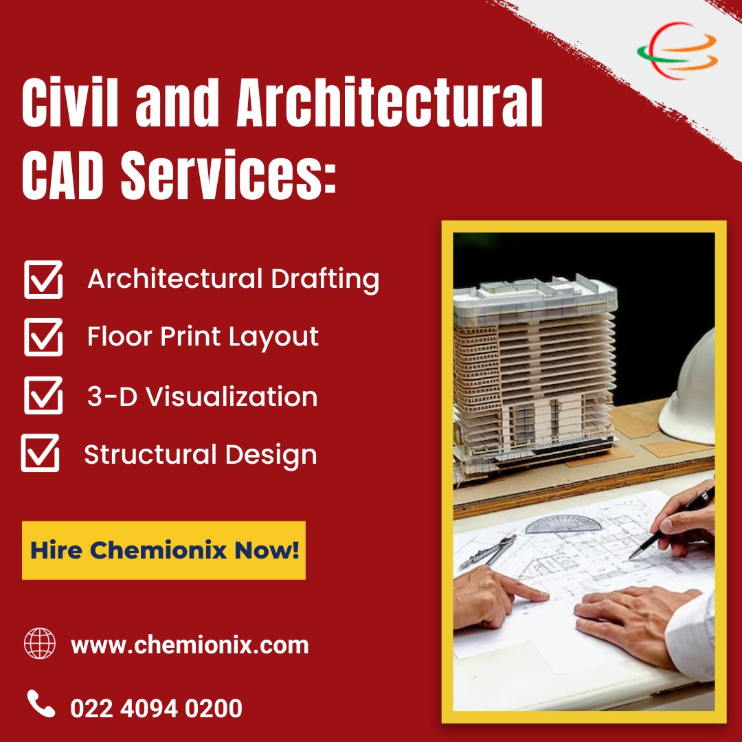 chemionix's tweet image. Elevate your architectural dreams with precision! Offering top-notch Civil &amp;amp; Architectural CAD services for your projects. Visit: chemionix.com/engineering_dr…
.
.
#CADServices #Architecture #Chemionix #EngineeringDesign #InnovativeDesignServices #Architecturaldesign #Architecture