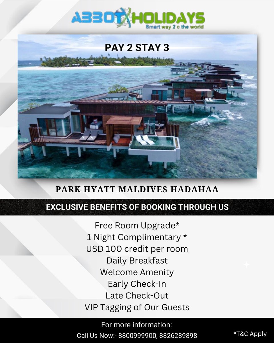 abbotholidays's tweet photo. 🌟 Don't miss out on these incredible deals that will make your vacation unforgettable! 🌍✈️

Must book by November 30, 2023 for stays between January 09, 2023 - December 15, 2023

Book your luxury getaway:- 8800999900, 8826289898

Follow us for more updates:- @abbotholidays https://t.co/66PLDfnRba