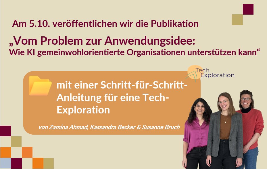 Wir veröffentlichen bald die Erkenntnisse der Tech-Exploration.  In 📂1 zeigen wir, wie andere Organisationen das Konzept der Tech-Exploration übernehmen können. Seid am 05. Oktober um 09:00 bei unser Online-Veranstaltung dabei - jetzt hier anmelden: reframetech.de/2023/09/05/ein…