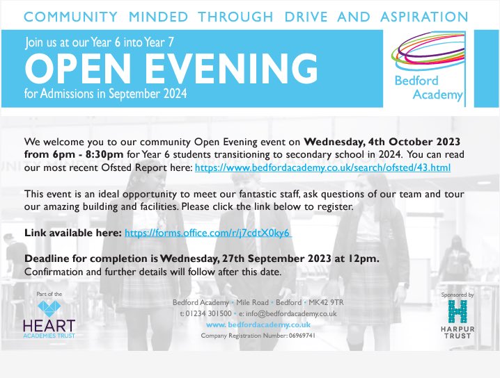 c_deller's tweet photo. Come and join us @Bedford_Academy next Wednesday for our #openevening. A few places remain for our second 7:15pm HT welcome. We can show you the impact of #TheBAWay! #community https://t.co/eoYq3DHT9h