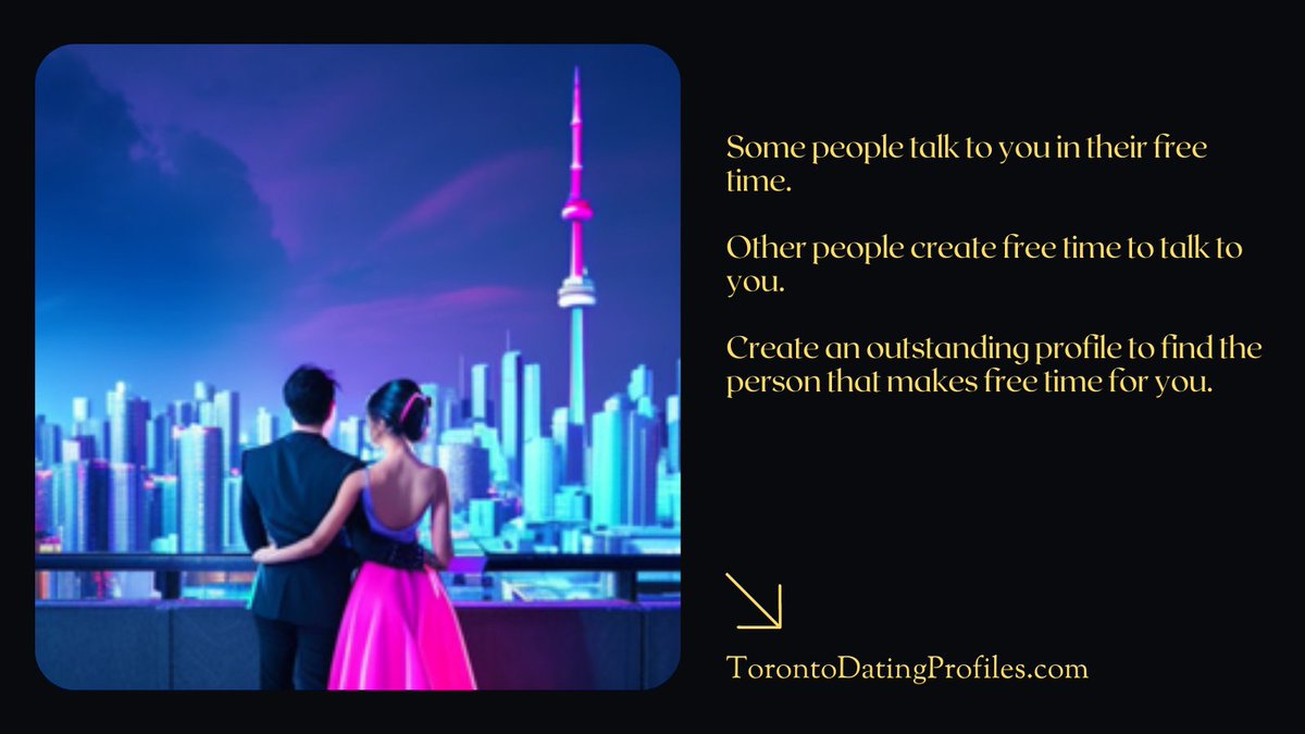 Dating_Profiles's tweet photo. Some people talk to you in their free time. 
Other people create free time to talk to you. 
Create an outstanding profile to find the person that makes free time for you! https://t.co/d0k0snDmsy