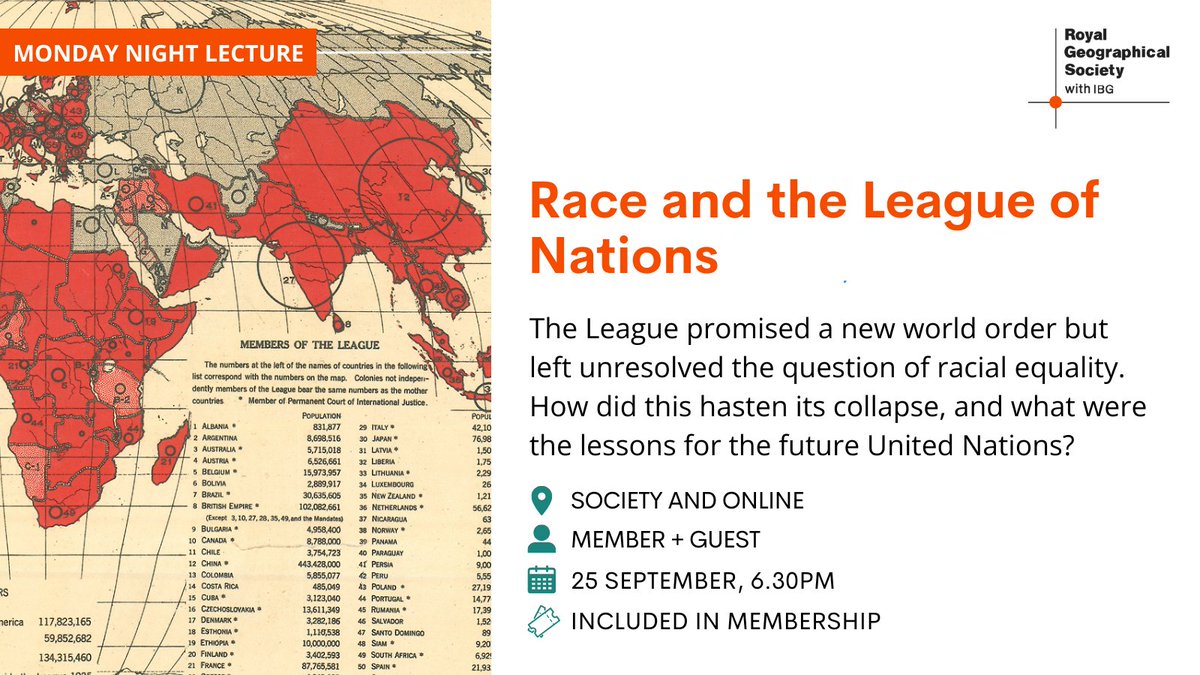 Come join me tonight @RGS_IBG to hear about the League of Nations. Accompanied by a free exhibition 🗺️ 📍Society or stream online: orlo.uk/W4KIN