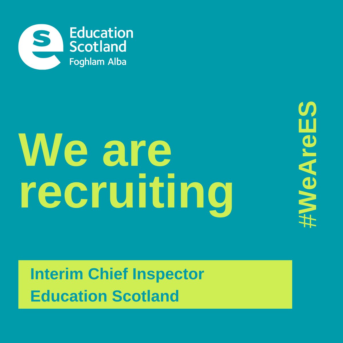 EducationScot's tweet photo. Are you interested in prioritising equity, equality and rights in Scottish education? There's still time to apply for our current vacancy in #TeamES for Interim Chief Inspector! Find out more about this role and apply by 29 September. https://t.co/kMBnQ6y434 https://t.co/OizbOh4jee