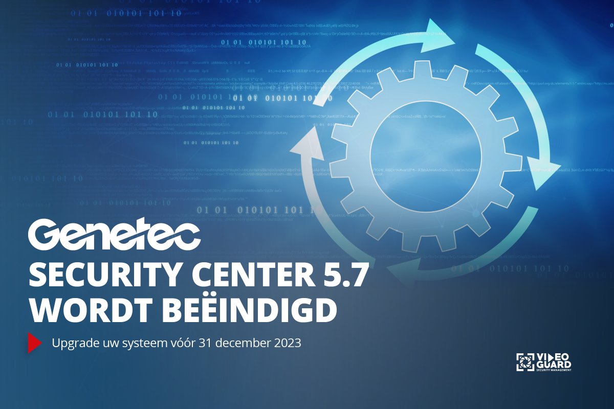 Belangrijk: Genetec Security Center 5.7 bereikt binnenkort het einde van zijn levenscyclus!
Op 31 december 2023 komt er een officieel einde aan de 5.7 versie van Genetec Inc. Security Center. Na deze datum zullen er geen verdere updates, patches of minor releases beschikbaar zijn