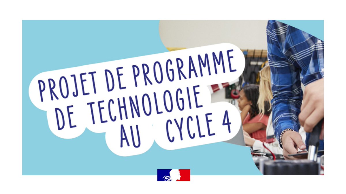 Eduscol's tweet photo. 📢 Consultation nationale sur le projet de programme de technologie au cycle 4

Approche générale, contenus d’enseignement,  mise en œuvre : formulez vos avis et suggestions sur le projet de programme ✍

Jusqu'au 29 septembre ➡ https://t.co/M86Oo65gDf https://t.co/itQi4aQYRz